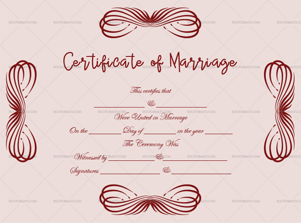 Marriage Certificate Template (Royal Red, #1894)