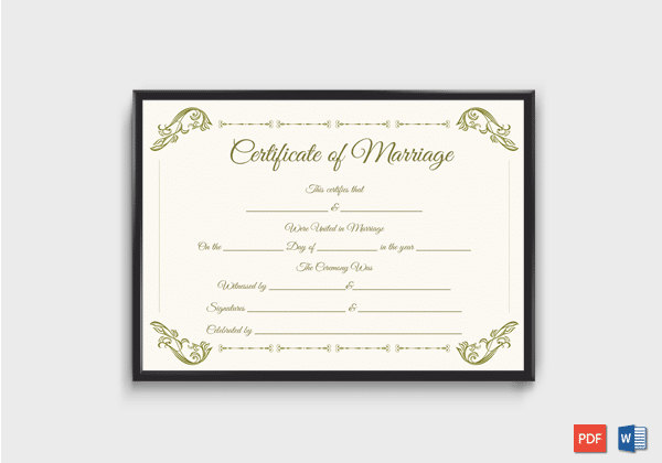 Blank Fillable Marriage Certificate Format