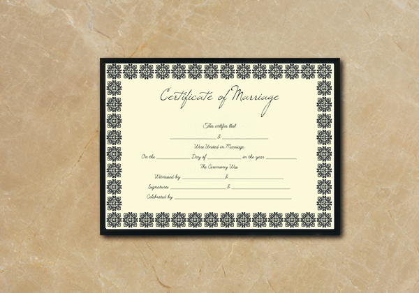 Blank Marriage Certificate – Box Border – Word, PDF