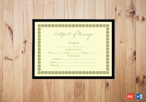 Blank Marriage Certificate Template – Small Box Design