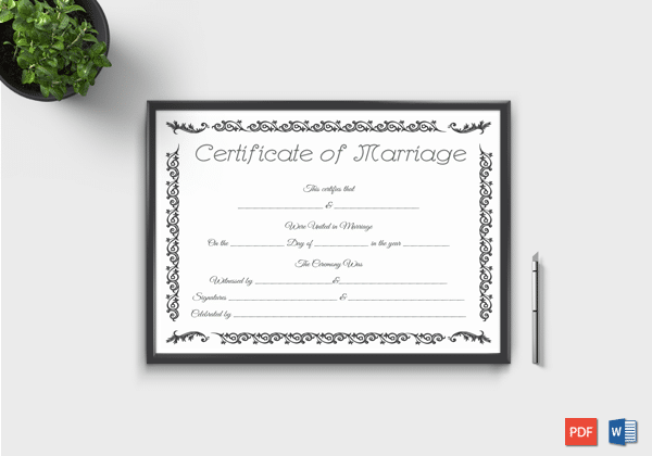 Editable Marriage Certificate Format (Word, PDF)