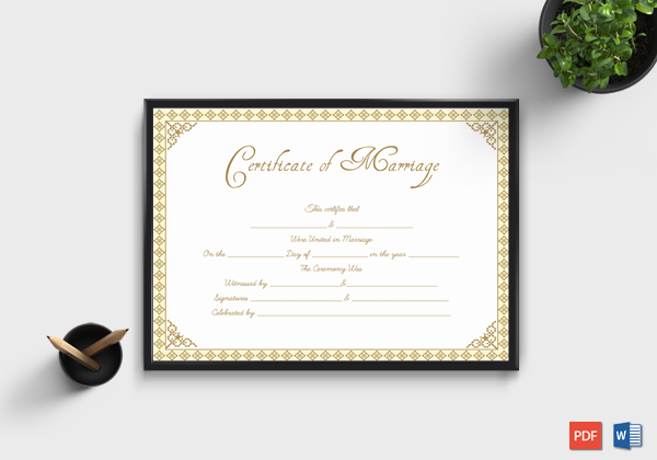 Marriage Certificate (Light, Gold)
