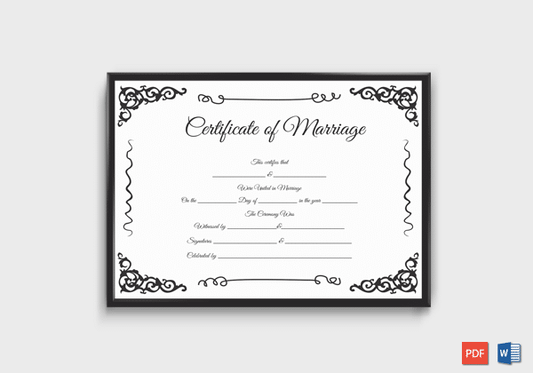 Marriage Certificate Format (Black)