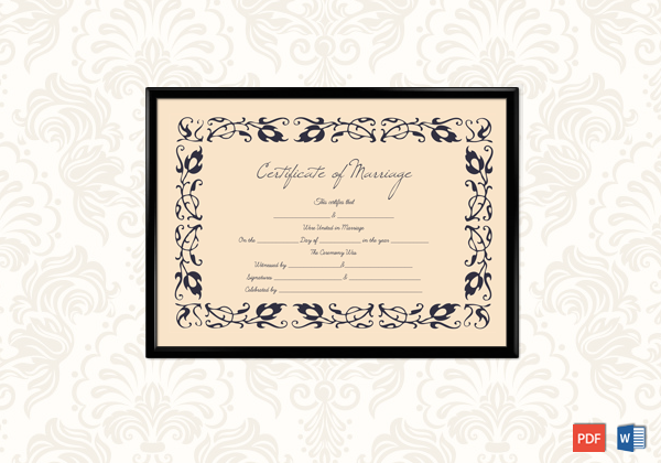 Marriage Certificate Format – Pink, Blue