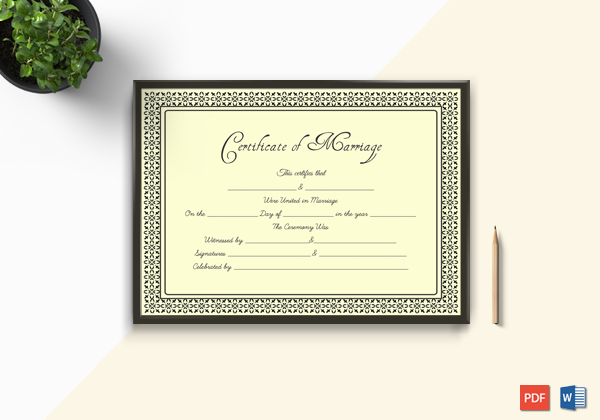 Marriage Certificate Format in Word (Dark, Gold)