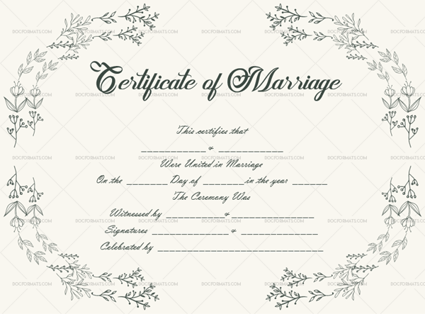 Marriage Certificate Template (Silver, #1899)