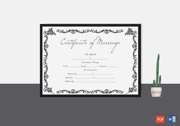 Marriage Certificate Format – Traditional