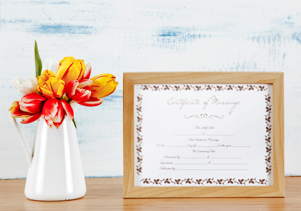Printable Marriage Certificate – Flower Border