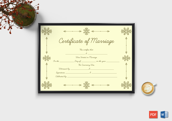 Printable Marriage Certificate (Light, Gold)