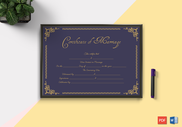 
Royal Marriage Certificate (Purple, Gold)