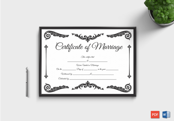 Blank Marriage Certificate (PDF & Word)