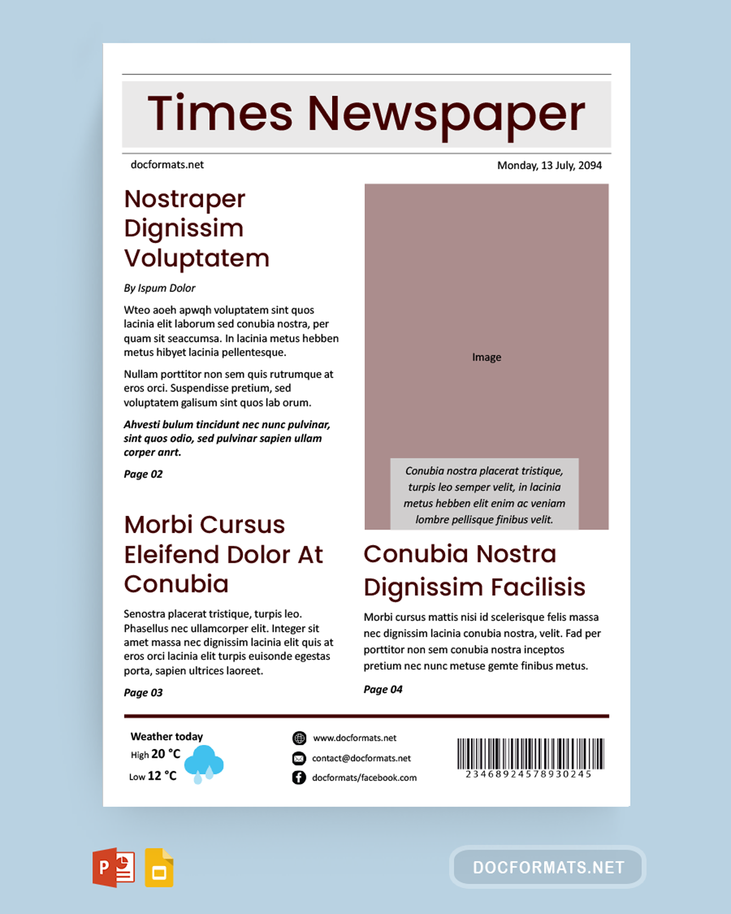 Minimal Newspaper Template - Powerpoint, Google Slides