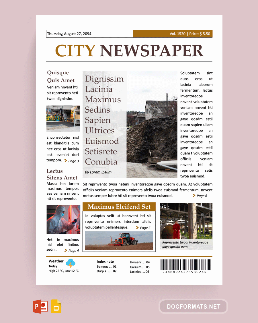Classic Newspaper Article Template - Powerpoint, Google Slides