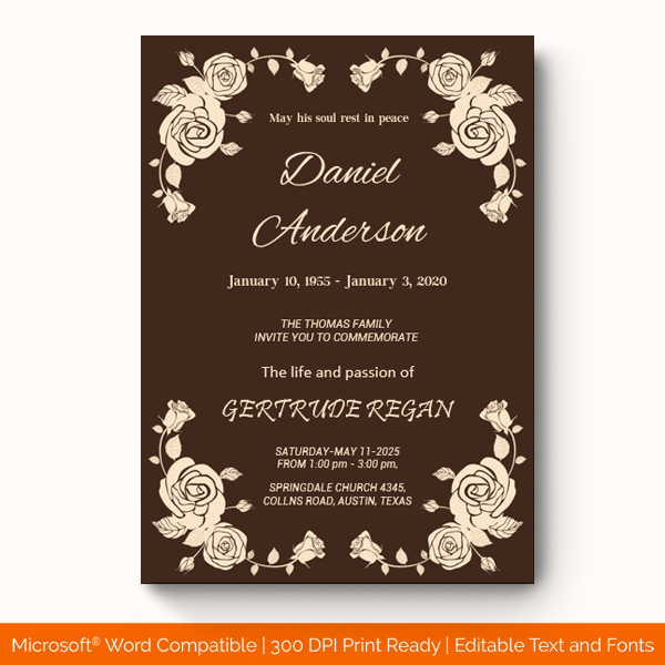 Funeral Invitation Template (Brown,1570)