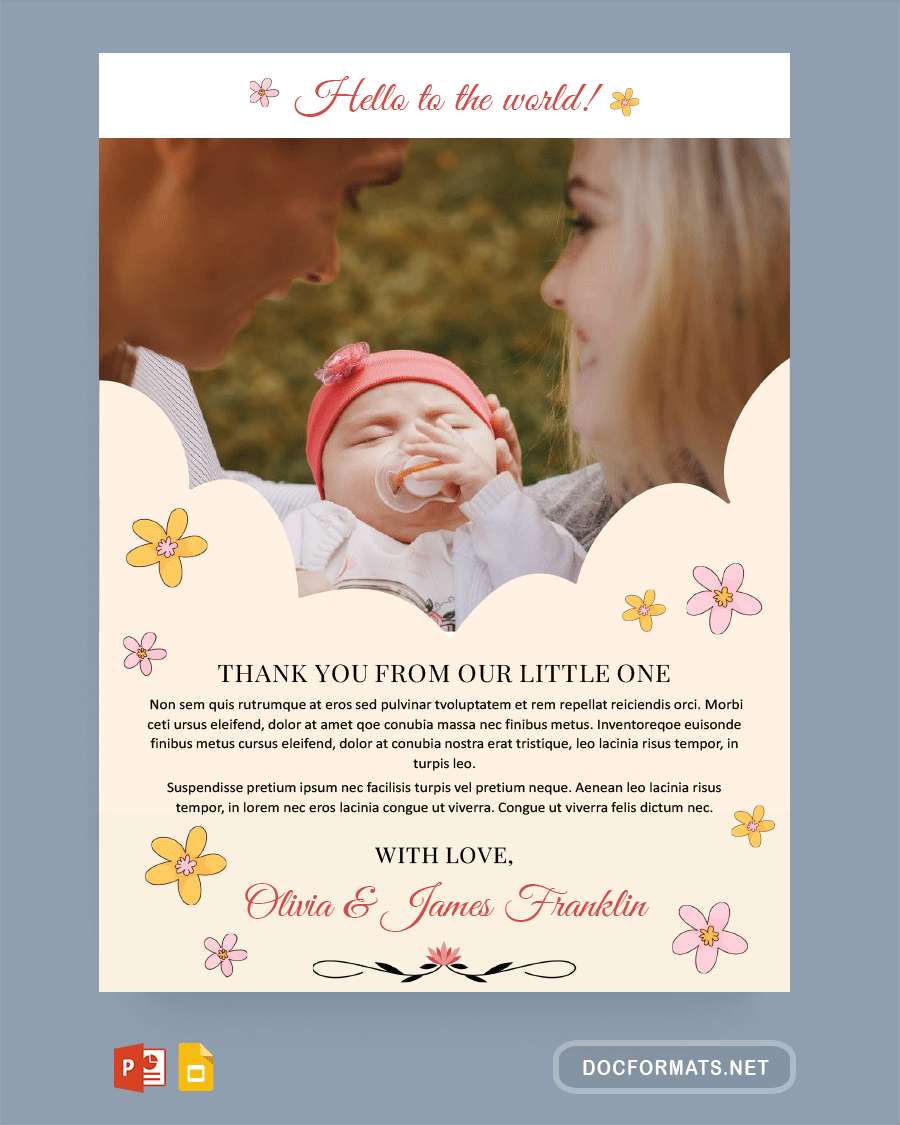Newborn Baby Birth Announcement Template - PowerPoint, Google Slides
