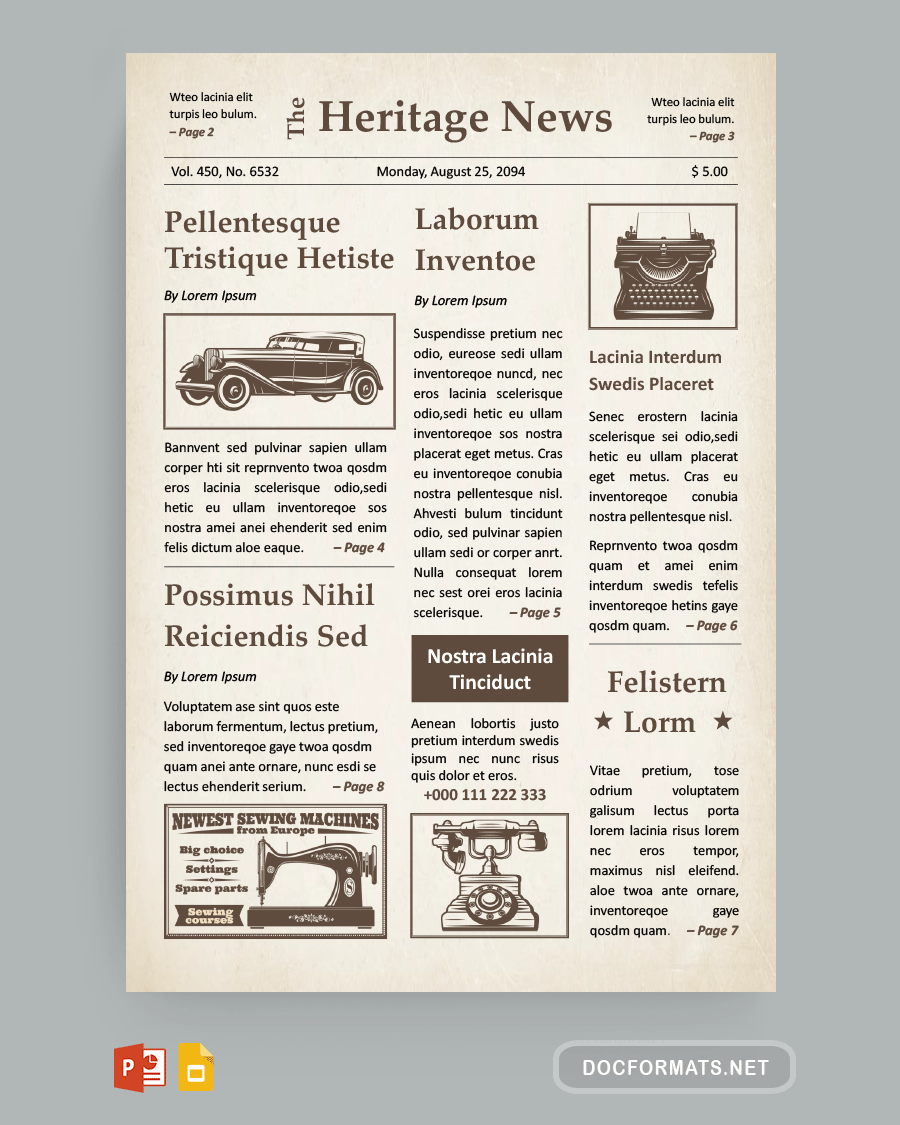 Vintage Newspaper Article Template - Powerpoint, Google Slides