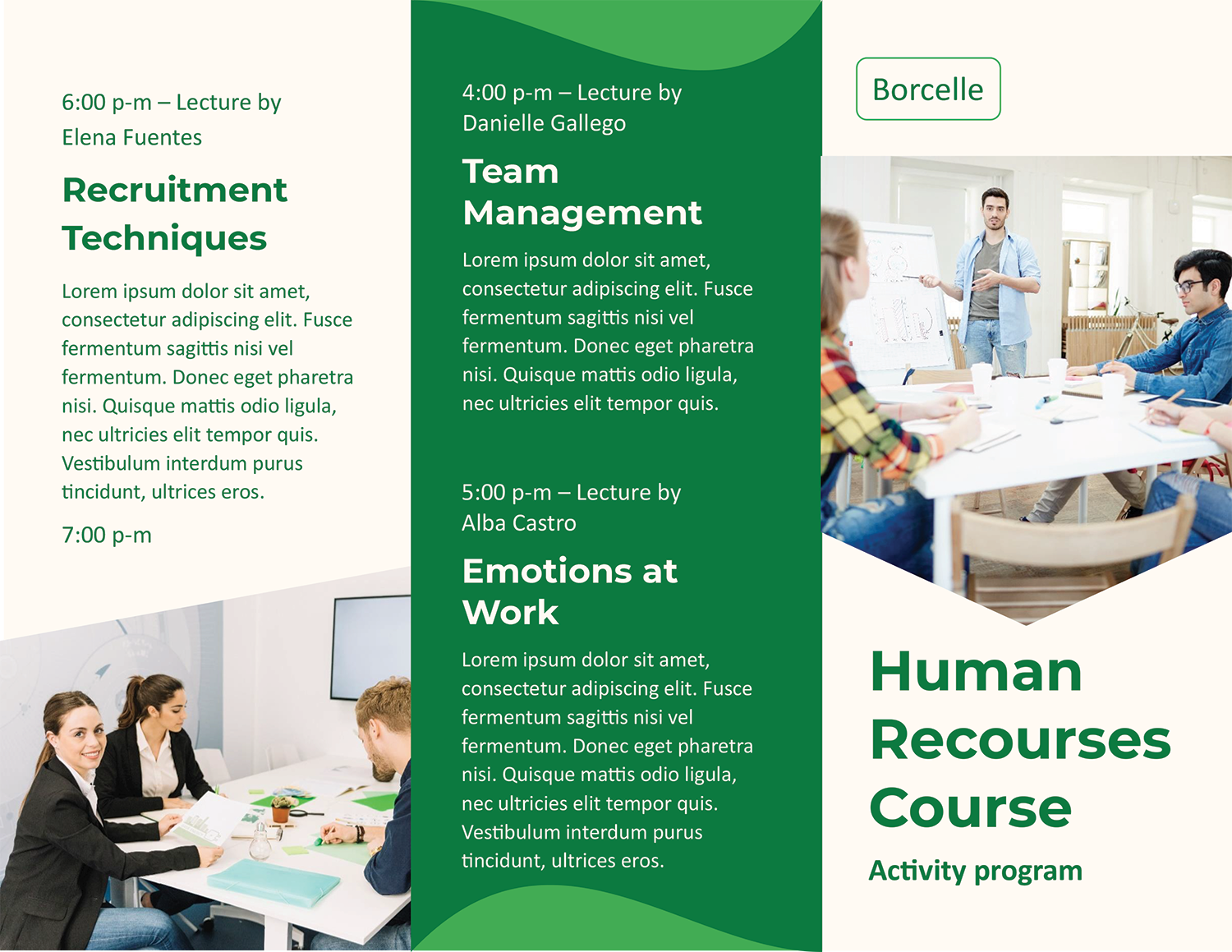 Green and Beige HR Brochure Template - Page 01