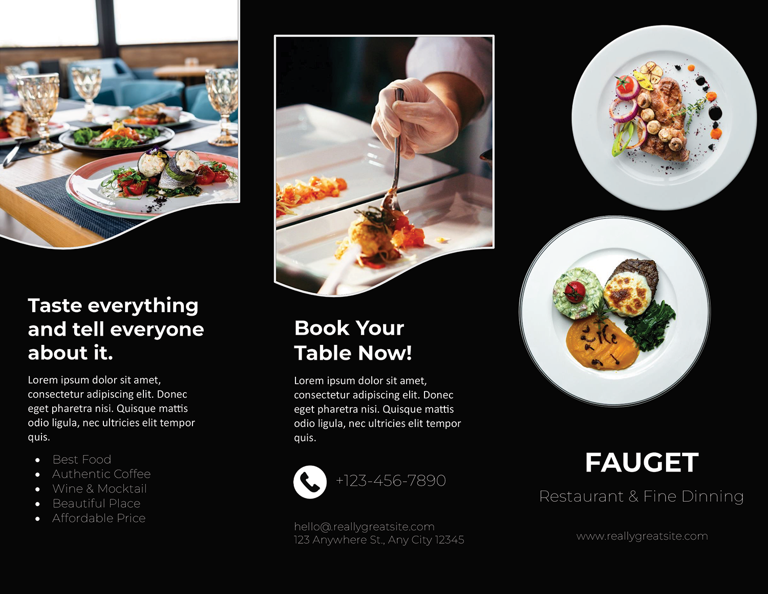 Modern Food Restaurant Trifold Brochure - Page 01