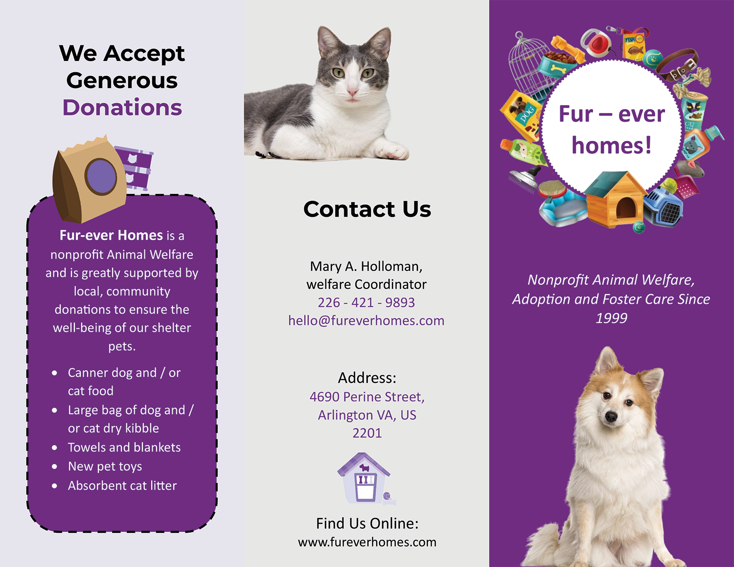 Nonprofit Pet Shelter Tri Fold Brochure Template - Page 01