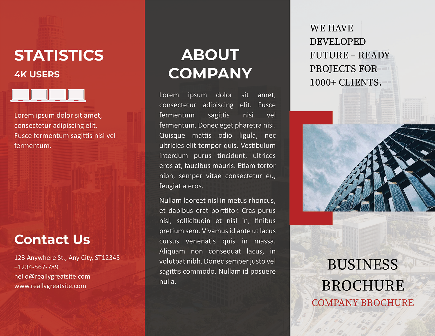 Red Business Trifold Brochure Template - Page 01